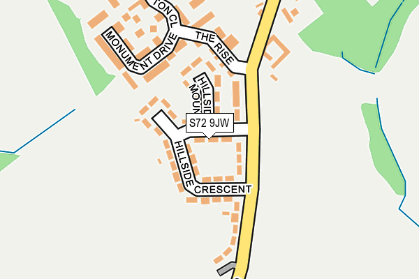 S72 9JW map - OS OpenMap – Local (Ordnance Survey)