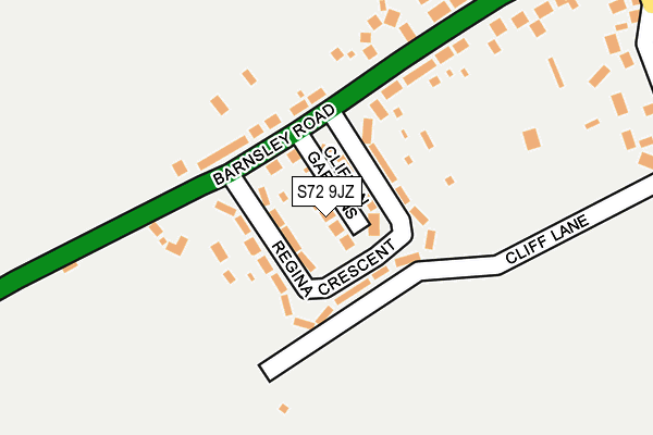 S72 9JZ map - OS OpenMap – Local (Ordnance Survey)