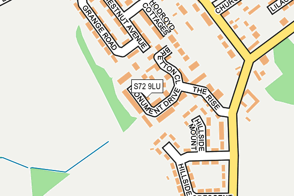 S72 9LU map - OS OpenMap – Local (Ordnance Survey)