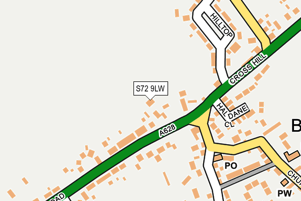 S72 9LW map - OS OpenMap – Local (Ordnance Survey)