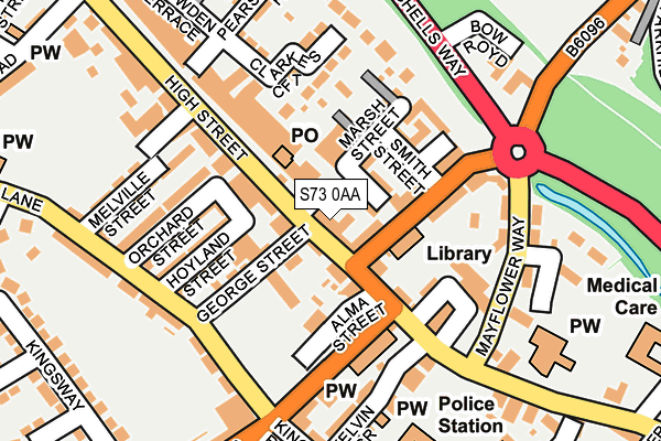 S73 0AA map - OS OpenMap – Local (Ordnance Survey)