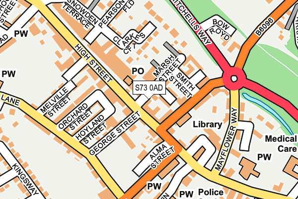 S73 0AD map - OS OpenMap – Local (Ordnance Survey)