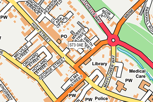 S73 0AE map - OS OpenMap – Local (Ordnance Survey)