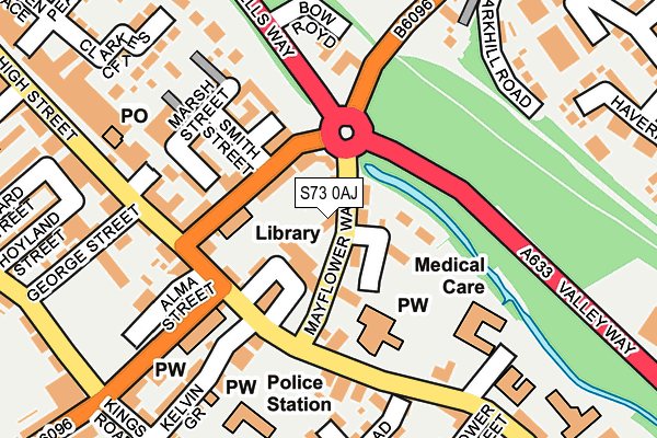 S73 0AJ map - OS OpenMap – Local (Ordnance Survey)