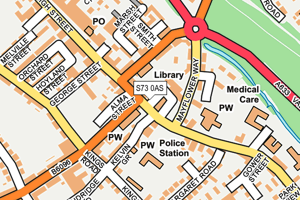 S73 0AS map - OS OpenMap – Local (Ordnance Survey)
