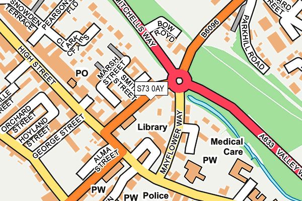 S73 0AY map - OS OpenMap – Local (Ordnance Survey)