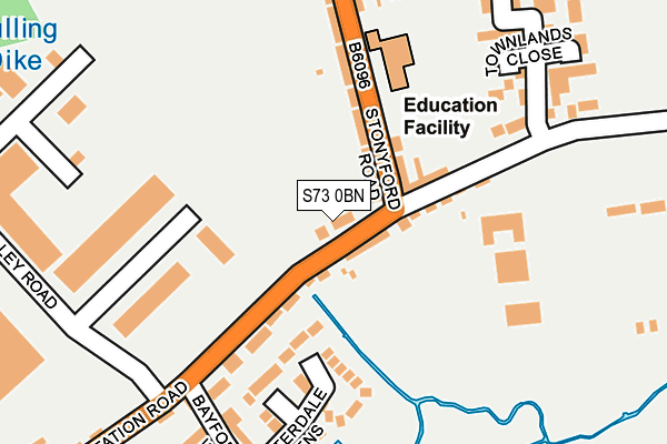 S73 0BN map - OS OpenMap – Local (Ordnance Survey)