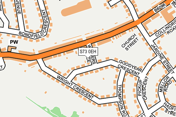 S73 0EH map - OS OpenMap – Local (Ordnance Survey)