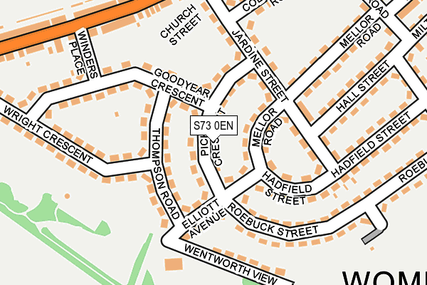 S73 0EN map - OS OpenMap – Local (Ordnance Survey)