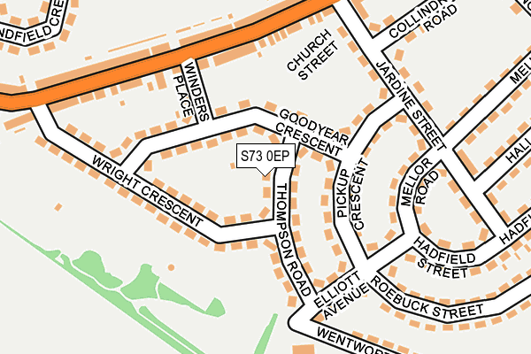 S73 0EP map - OS OpenMap – Local (Ordnance Survey)