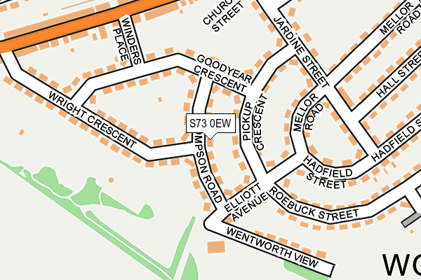 S73 0EW map - OS OpenMap – Local (Ordnance Survey)