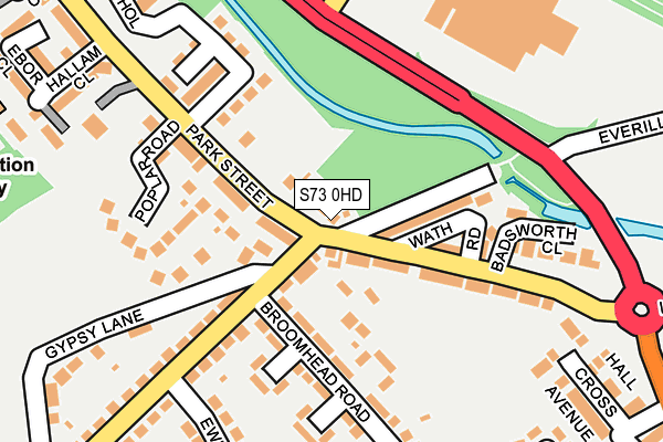 S73 0HD map - OS OpenMap – Local (Ordnance Survey)