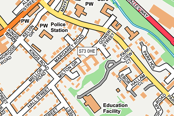 S73 0HE map - OS OpenMap – Local (Ordnance Survey)