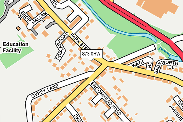 S73 0HW map - OS OpenMap – Local (Ordnance Survey)