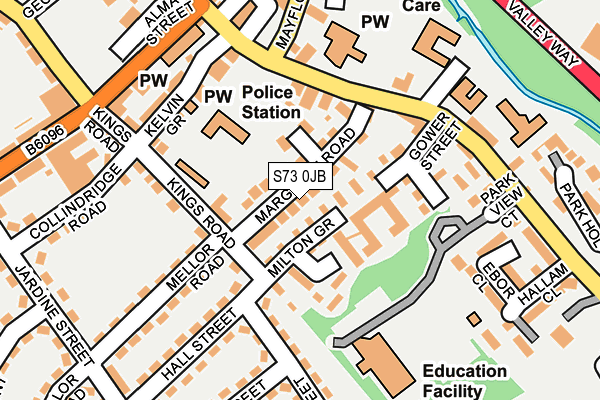 S73 0JB map - OS OpenMap – Local (Ordnance Survey)