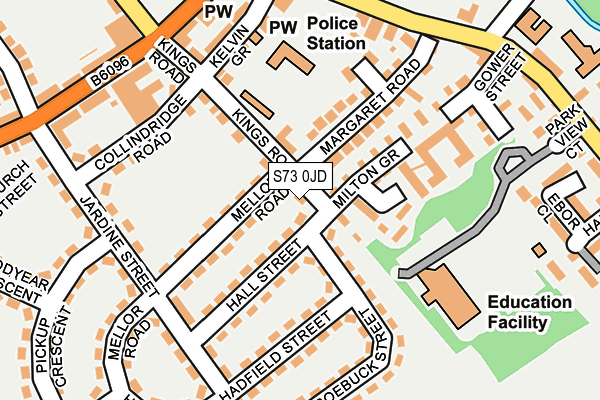 S73 0JD map - OS OpenMap – Local (Ordnance Survey)