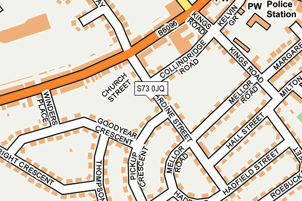 S73 0JQ map - OS OpenMap – Local (Ordnance Survey)