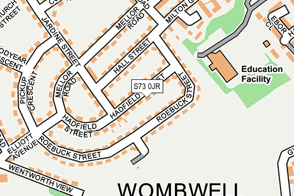 S73 0JR map - OS OpenMap – Local (Ordnance Survey)