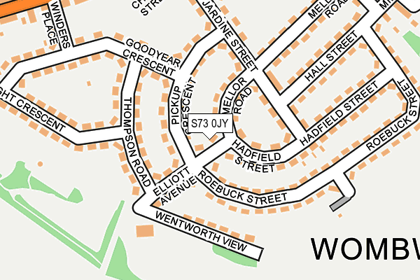 S73 0JY map - OS OpenMap – Local (Ordnance Survey)