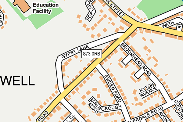 S73 0RB map - OS OpenMap – Local (Ordnance Survey)