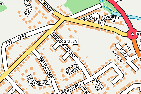 S73 0SA map - OS OpenMap – Local (Ordnance Survey)