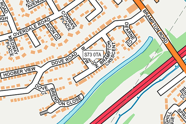 S73 0TA map - OS OpenMap – Local (Ordnance Survey)