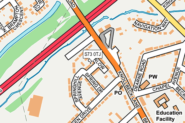 S73 0TJ map - OS OpenMap – Local (Ordnance Survey)