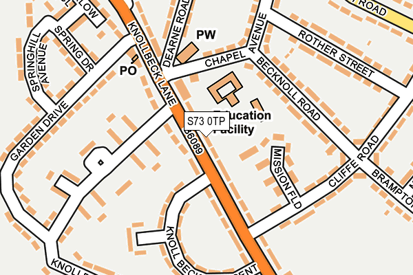 S73 0TP map - OS OpenMap – Local (Ordnance Survey)