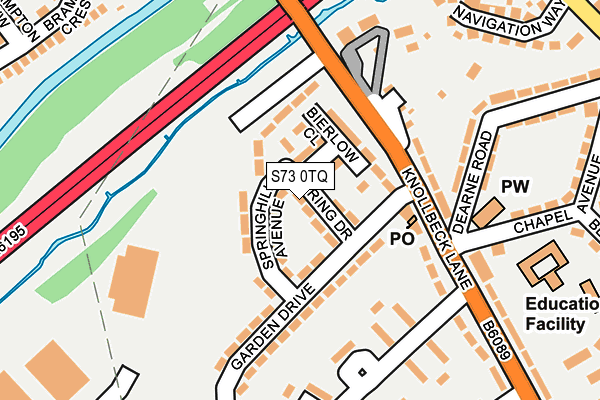 S73 0TQ map - OS OpenMap – Local (Ordnance Survey)