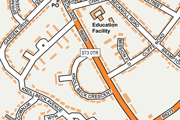 S73 0TR map - OS OpenMap – Local (Ordnance Survey)