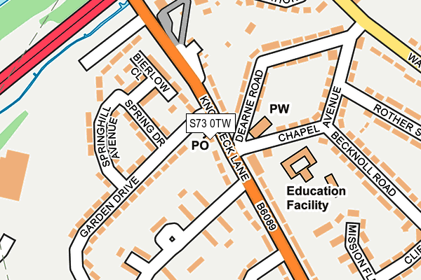 S73 0TW map - OS OpenMap – Local (Ordnance Survey)