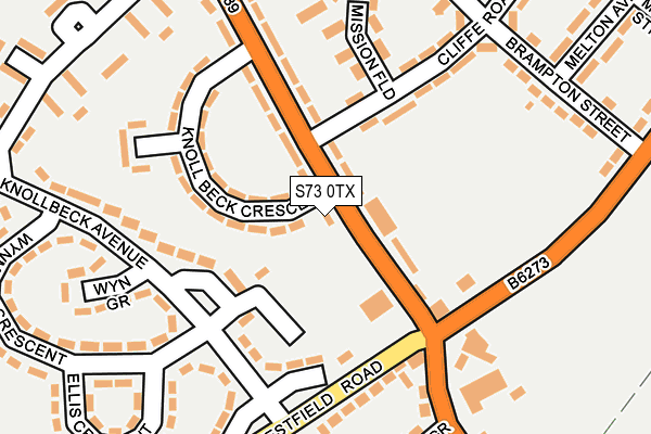 S73 0TX map - OS OpenMap – Local (Ordnance Survey)