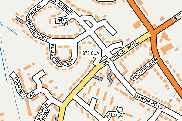 S73 0UA map - OS OpenMap – Local (Ordnance Survey)