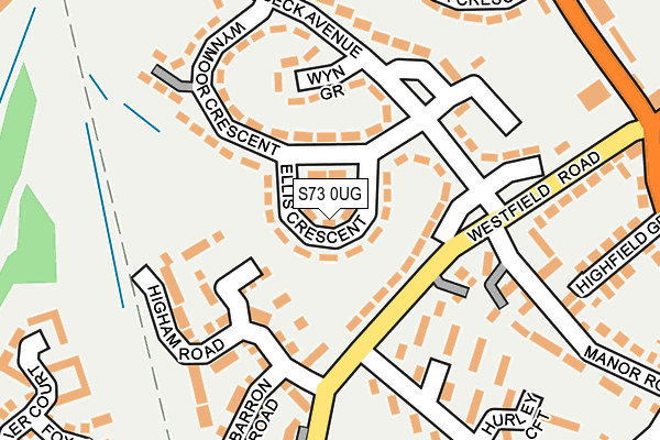 S73 0UG map - OS OpenMap – Local (Ordnance Survey)