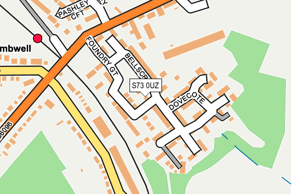 S73 0UZ map - OS OpenMap – Local (Ordnance Survey)