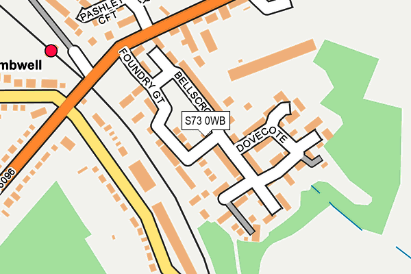 S73 0WB map - OS OpenMap – Local (Ordnance Survey)