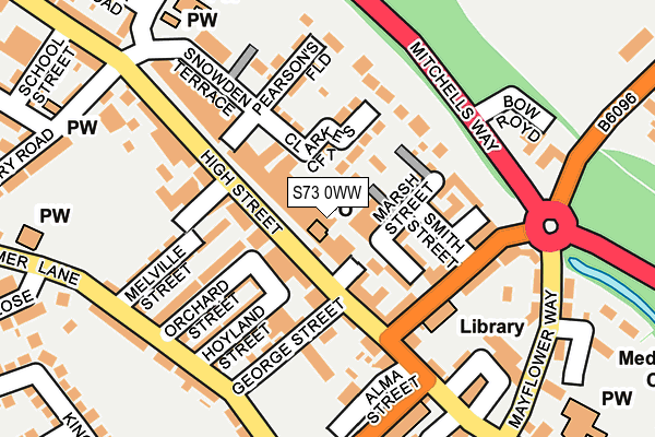 S73 0WW map - OS OpenMap – Local (Ordnance Survey)