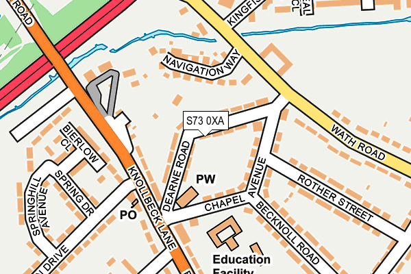 S73 0XA map - OS OpenMap – Local (Ordnance Survey)