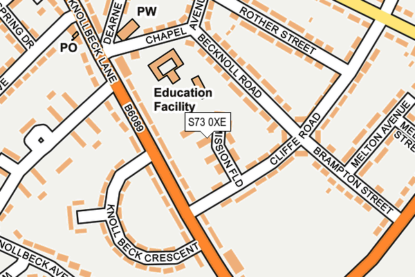 S73 0XE map - OS OpenMap – Local (Ordnance Survey)