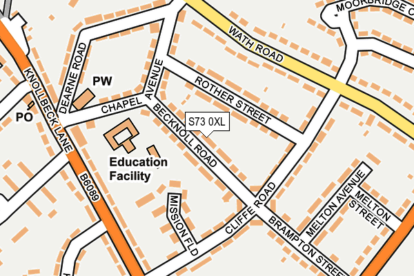 S73 0XL map - OS OpenMap – Local (Ordnance Survey)