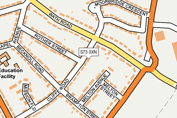 S73 0XN map - OS OpenMap – Local (Ordnance Survey)