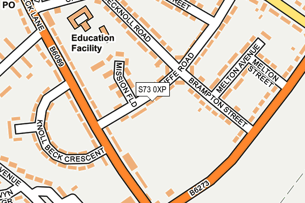 S73 0XP map - OS OpenMap – Local (Ordnance Survey)