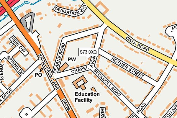S73 0XQ map - OS OpenMap – Local (Ordnance Survey)