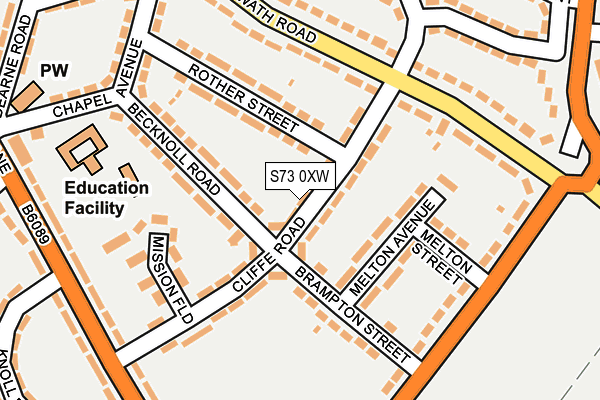 S73 0XW map - OS OpenMap – Local (Ordnance Survey)