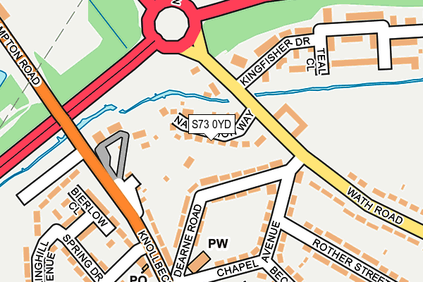 S73 0YD map - OS OpenMap – Local (Ordnance Survey)