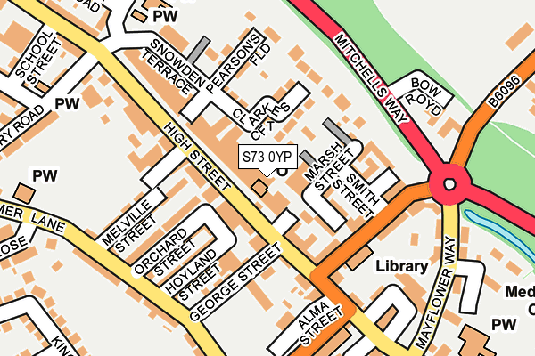 S73 0YP map - OS OpenMap – Local (Ordnance Survey)