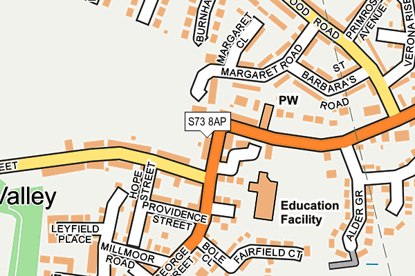 S73 8AP map - OS OpenMap – Local (Ordnance Survey)