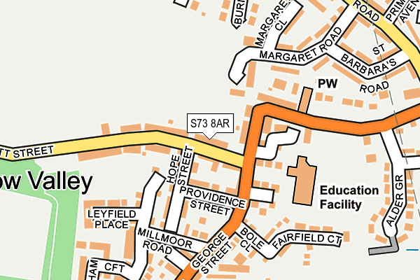 S73 8AR map - OS OpenMap – Local (Ordnance Survey)