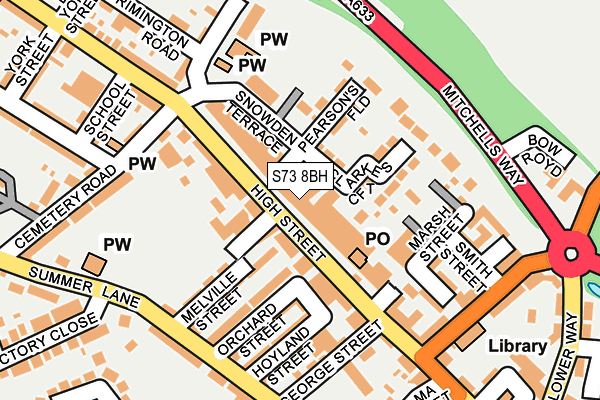 S73 8BH map - OS OpenMap – Local (Ordnance Survey)