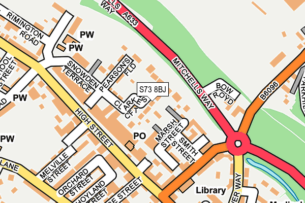 S73 8BJ map - OS OpenMap – Local (Ordnance Survey)